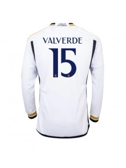Moški Nogometna dresi replika Real Madrid Federico Valverde #15 Domači 2023-24 Dolgi rokav